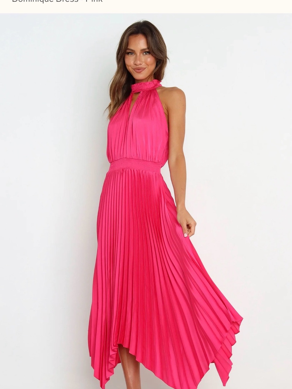 Petal & Pup Pleated Halter Dress in Bright Pink Size 10